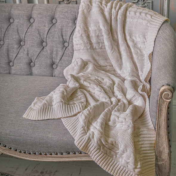 Snuggly Cable-Knit Organic Throw